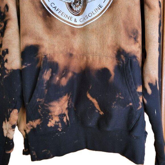 Champion Reverse Weave Bleach-Dye Hoodie Second Wind Coffee Caffeine & Gasoline - Picture 6 of 11